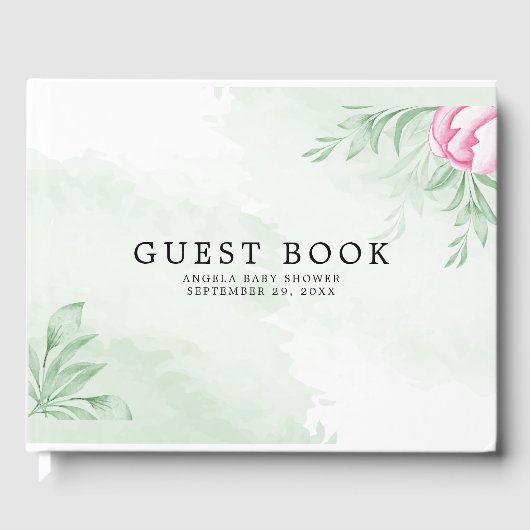 Boho Watercolor Eucalyptus Greenery ​ Kinderdusche Gästebuch (Vorderseite)