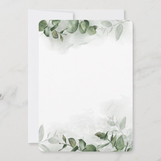 Boho Watercolor Eucalyptus Greenery Verlobung Einladung (Rückseite)