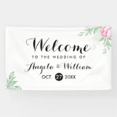 Boho Watercolor Eucalyptus Greenery Wedding Banner (Horizontal)