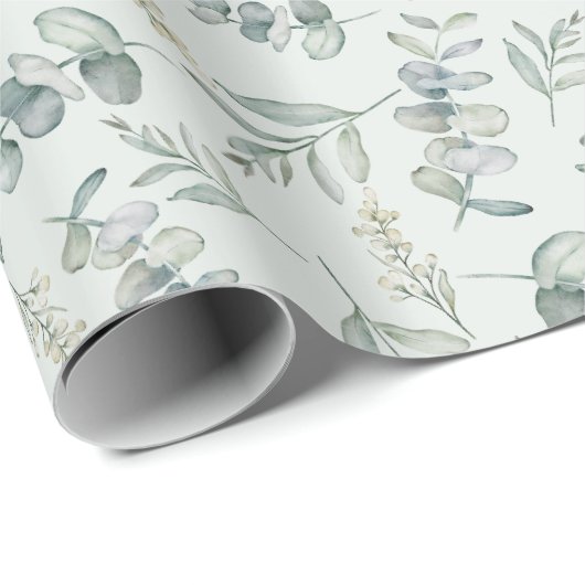Boho Watercolor Eucalyptus Greenery Wedding Geschenkpapier (Rolleneckpunkt)