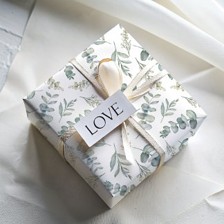 Boho Watercolor Eucalyptus Greenery Wedding Geschenkpapier