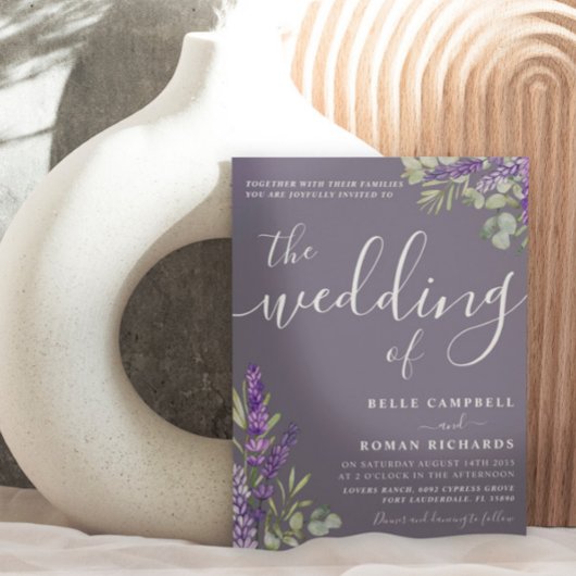 Boho Watercolor Eucalyptus & Lavender Wedding Einladung