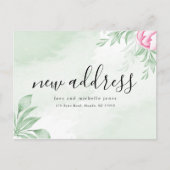 Boho Watercolor Eucalyptus - Neue Adresse Ankündigungspostkarte (Vorderseite)