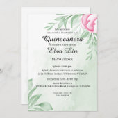 Boho Watercolor Eucalyptus Quinceanera Save The Date (Vorne/Hinten)