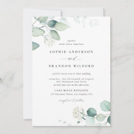Boho Watercolor Eucalyptus Verlasse Grüne Hochzeit Einladung