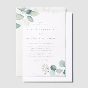 Boho Watercolor Eucalyptus Verlasse Grüne Hochzeit Pergament Einladungen