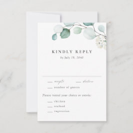 Boho Watercolor Eucalyptus Verlasse Grüne Hochzeit RSVP Karte