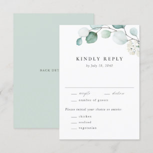 Boho Watercolor Eucalyptus Verlasse Grüne Hochzeit RSVP Karte