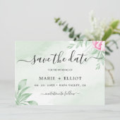 Boho Watercolor Eucalyptus Wedding Save The Date (Stehend Vorderseite)