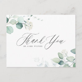 Boho Watercolor Eucalyptus Wedding Vielen Dank Postkarte