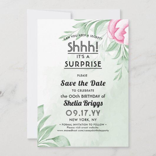 Boho Watercolor Eukalyptus 40. Geburtstag Save The Date (Vorderseite)
