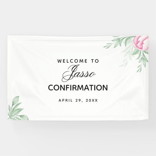 Boho Watercolor Eukalyptus Greenery Confirmation Banner (Horizontal)