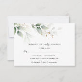 Boho Watercolor Eukalyptus Greenery Gold Wedding RSVP Karte (Vorderseite)