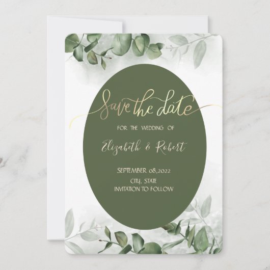 Boho Watercolor Eukalyptus Greenery Save the Date (Vorderseite)