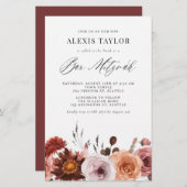 Boho Watercolor Fall Blume Bar Mitzvah Einladung (Vorne/Hinten)