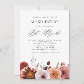 Boho Watercolor Fall Blume Bat Mitzvah Einladung (Vorderseite)