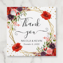 Boho Watercolor Fall Blume Goldrahmen Hochzeit