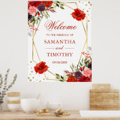 Boho Watercolor Fall Blume Goldrahmen Hochzeit Poster (Küche)