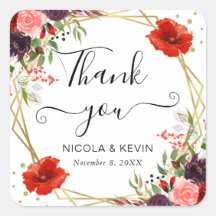 Boho Watercolor Fall Blume Goldrahmen Hochzeit