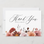 Boho Watercolor Fall Blume Hochzeit Dankeskarte (Vorderseite)