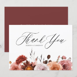 Boho Watercolor Fall Blume Hochzeit Dankeskarte