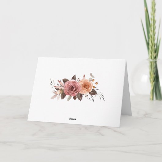 Boho Watercolor Fall Blume Hochzeit Dankeskarte (Rückseite)