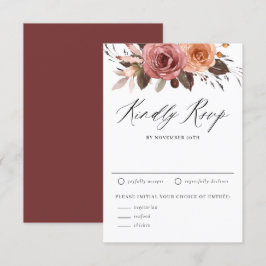 Boho Watercolor Fall Blume Hochzeit RSVP Karte