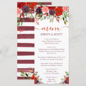 Boho Watercolor Fall Blume Hochzeitmenü Menükarte (Vorne/Hinten)