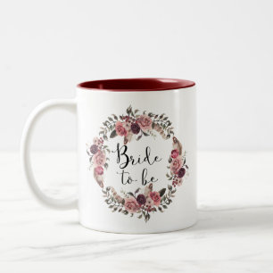 Boho Watercolor Fall Blumenzerbräute als Blütenbrä Zweifarbige Tasse