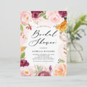 Boho Watercolor Fall Floral Frame Brautparty Einladung (Stehend Vorderseite)