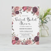 Boho Watercolor Fall Floral Virtual Brautparty Einladung (Stehend Vorderseite)