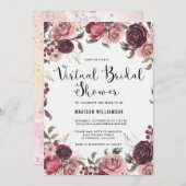 Boho Watercolor Fall Floral Virtual Brautparty Einladung (Vorne/Hinten)