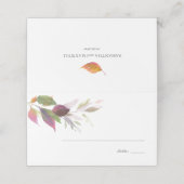 Boho Watercolor Fall Foliage Wedding Platzkarte (Außenseite Aufgefaltet)