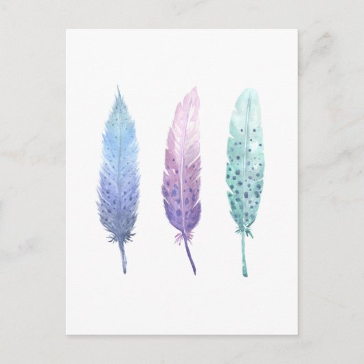 Boho Watercolor Feather Trio Postkarte (Vorderseite)