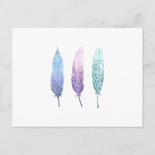 Boho Watercolor Feather Trio Postkarte