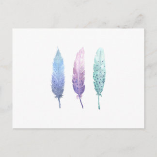 Boho Watercolor Feather Trio Postkarte