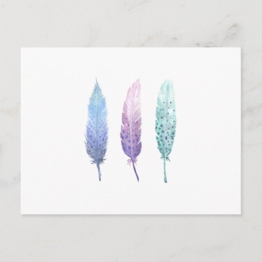 Boho Watercolor Feather Trio Postkarte (Vorderseite)