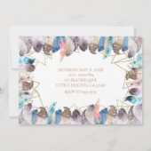 Boho Watercolor Feathers Gold Sweet 16 Einladungen (Rückseite)