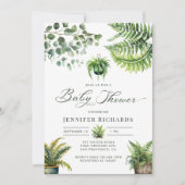 Boho Watercolor Fern Eucalyptus Baby Showroom Einladung (Vorderseite)