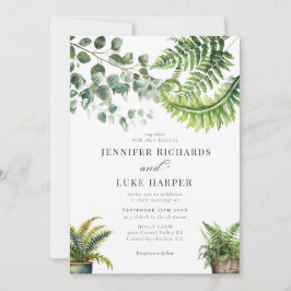 Boho Watercolor Fern Eucalyptus Wedding Einladung