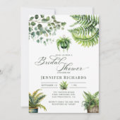 Boho Watercolor Fern Eukalyptus Brautparty Einladung (Vorderseite)