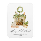 Boho Watercolor Fireplace With Greenery Magnet (Vertikal)