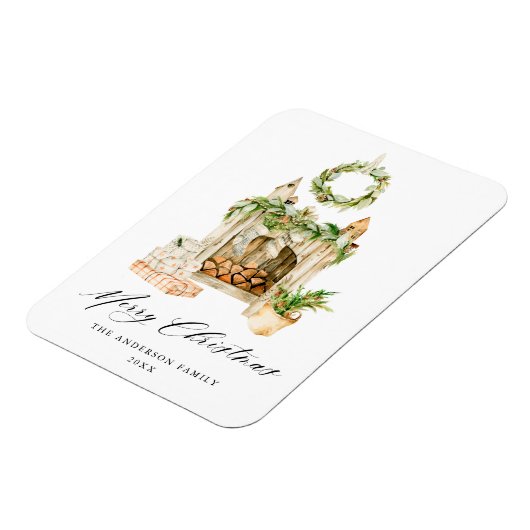 Boho Watercolor Fireplace With Greenery Magnet (Linke Seite)