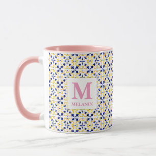 Boho-Watercolor-Fliesen-Mug – Benutzerdefinierter Tasse