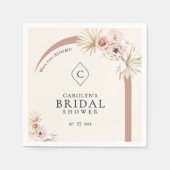 Boho Watercolor Floral Arch Brautparty Monogram Serviette (Vorderseite)