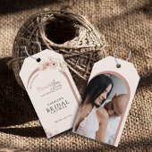 Boho Watercolor Floral Arch Photo Bridal Shower Geschenkanhänger