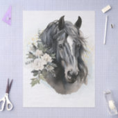 Boho Watercolor Floral Black Horse Seidenpapier (Basteln)