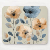 Boho Watercolor Floral Blue Peach Mousepad (Vorne)
