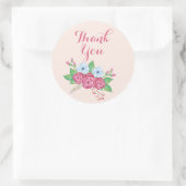 Boho Watercolor Floral Blume Bouquet, "Danke Runder Aufkleber (Tasche)