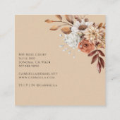 Boho Watercolor Floral Bouquet Quadratische Visitenkarte (Rückseite)